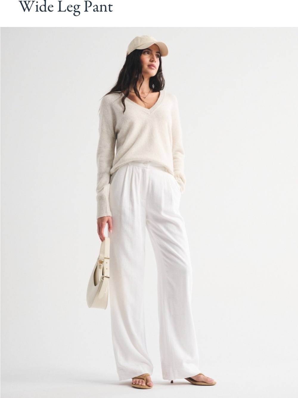 Abercrombie & Fitch LINEN Wide-Leg Pants White SOLD OUT - NWT